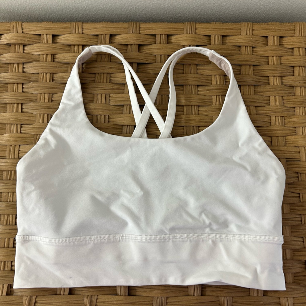 White Lululemon Longline Energy Bra